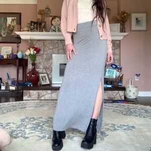 Talula Gray Maxi Skirt with Side Slit